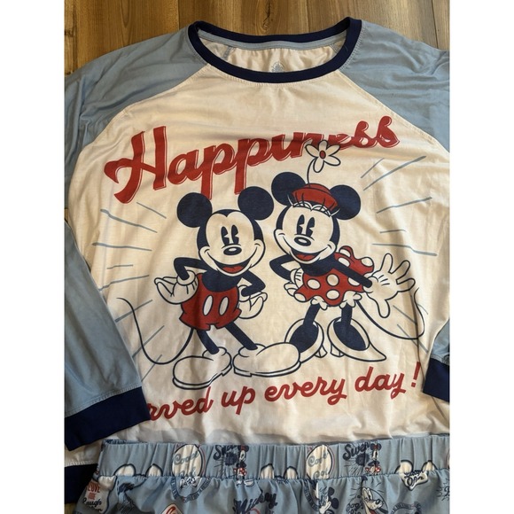 Disney Mickey Mouse Pajama Set PJs Women's XXL Shorts Lightweight Blue - Picture 2 of 6